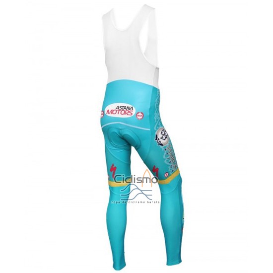 Astana Ropa Ciclismo Culotte Largo 2016 Mangas Largas Azul Claro y AMarillo